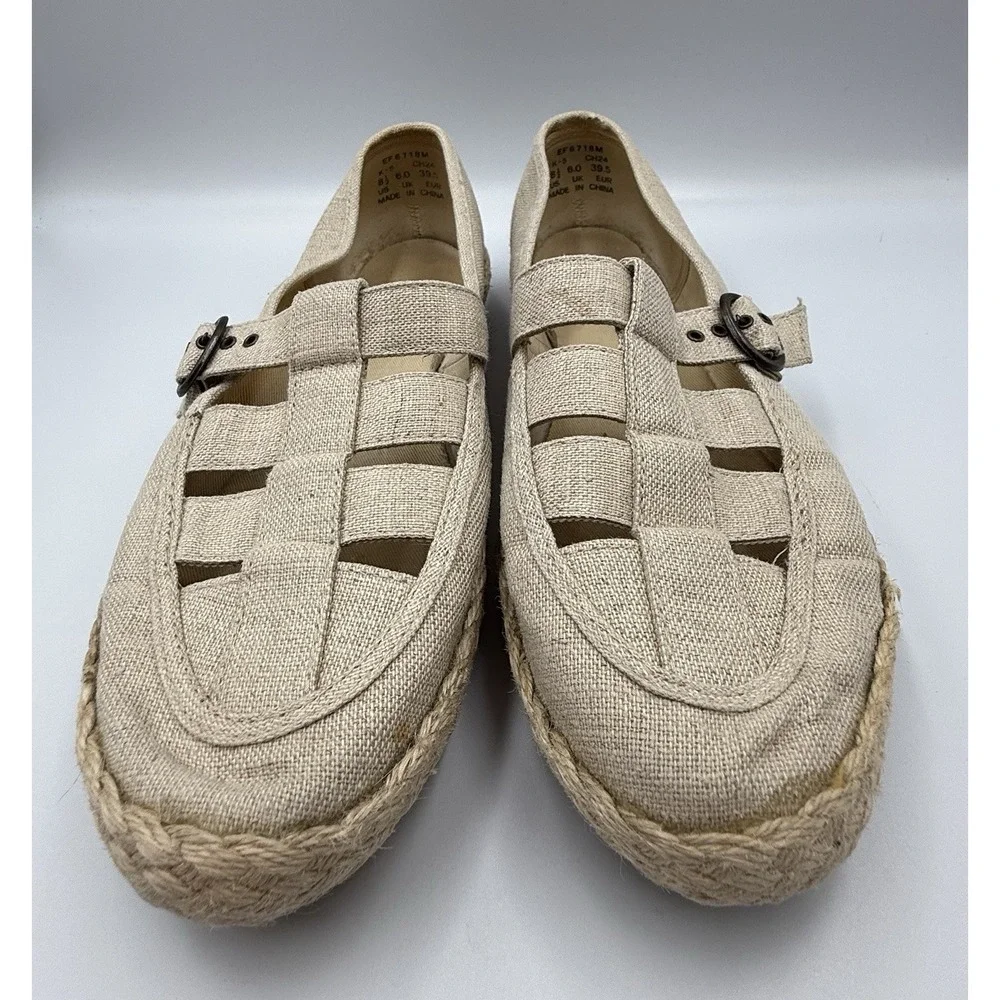 Grasshoppers‎ Womens Beige Canvas Espadrille Mary Jane Flats Size 8M